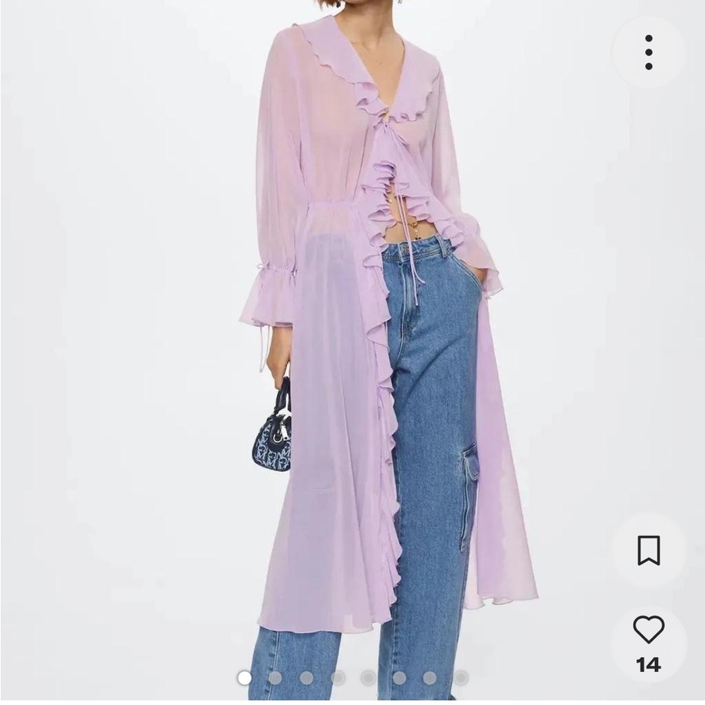 Mango Lavender Ruffle Blouse